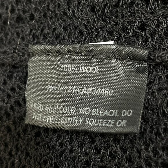 EILEEN FISHER Womens M? 100% Wool Open Front Mesh Knit Cardigan Duster Black - Picture 7 of 7